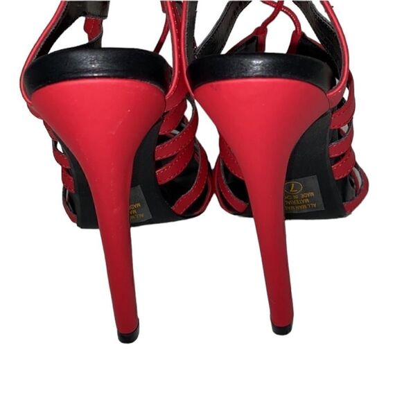Women's Open Toe Strappy Red Sandals (Size 7) - Picture 9 of 9